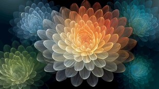 梦幻多彩透明花朵绽放