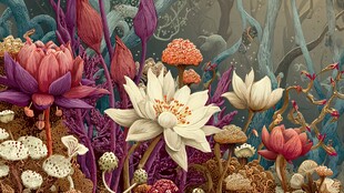 梦幻莲花与菌类奇幻景观