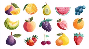 缤纷水果插画集合
