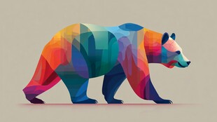 多彩几何熊形象设计