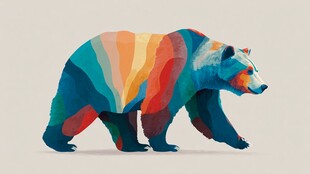 彩色几何风行走的熊