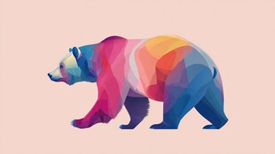 多彩几何熊图案设计