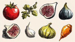 手绘蔬果图