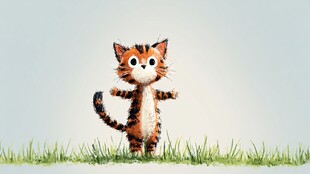 站立的可爱小猫咪