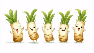 可爱卡通白萝卜欢乐五人组