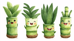 可爱卡通盆栽植物四件套