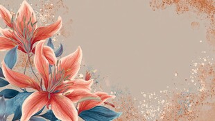 梦幻粉色百合花插画背景