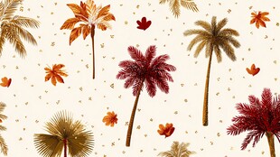 热带棕榈树叶无缝背景图