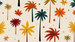 多彩棕榈叶图案背景