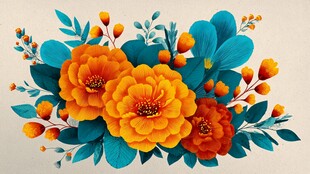 绚丽多彩花卉插画