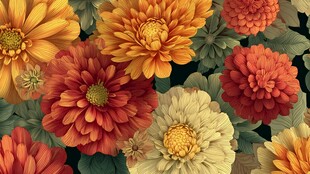 多彩菊花绽放的美丽图景