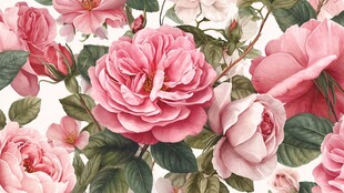 浪漫粉色花卉图案