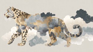 水墨风格行走的花豹