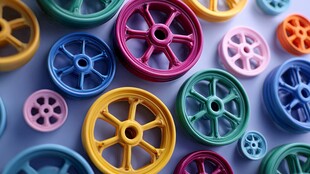 多彩玩具车轮展示