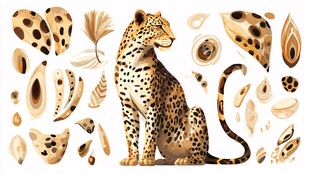 猎豹元素与豹纹图案集合