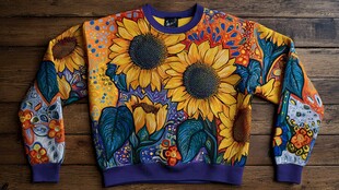 多彩向日葵图案时尚卫衣