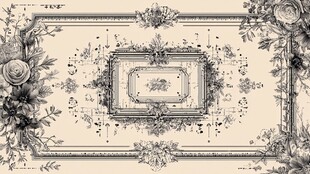 复古花卉音乐元素装饰图案