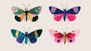 多彩手绘蝴蝶图案素材