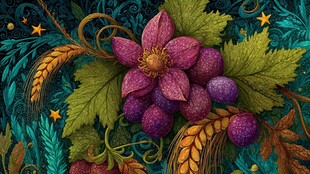 梦幻花卉麦穗装饰图案