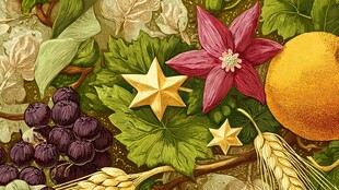 田园风蔬果花卉装饰图案