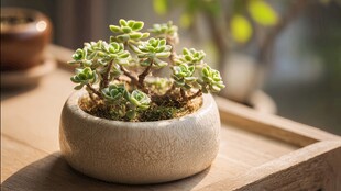 陶瓷盆中的可爱多肉植物