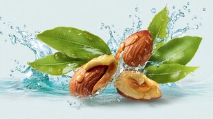 杏仁入水溅起清新水花