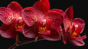 深红斑点兰花特写