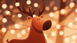 可爱小鹿与温馨灯光装饰