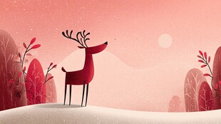 雪地红鹿赏景