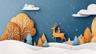 雪地驯鹿的梦幻冬日场景