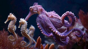 海底奇妙生物 章鱼与海马