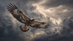 雄鹰翱翔于风云变幻间