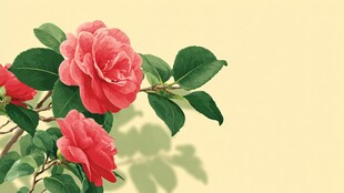 娇艳山茶花绽放于枝头