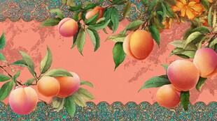 复古风桃子花卉装饰图案