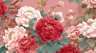 国色牡丹花卉图案背景图