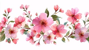 粉色烂漫花卉水彩装饰图