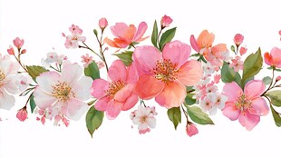粉色花卉边框图案