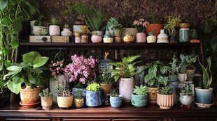 摆满绿植盆栽的温馨角落