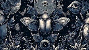 神秘甲虫与奇幻元素插画