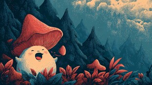 蘑菇下的可爱幽灵精灵