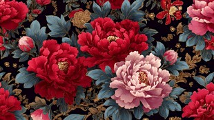 复古繁花牡丹图案背景