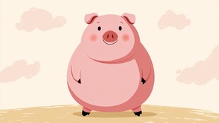 可爱胖小猪站立于天地间