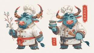 牛大厨形象插画