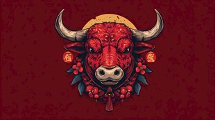 牛年喜庆牛头插画