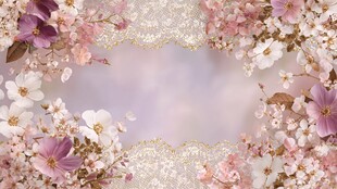 梦幻花卉蕾丝边框背景图