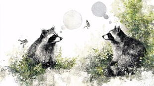 浣熊对话图 自然中的萌趣瞬间