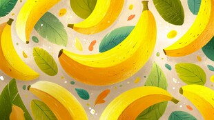 香蕉叶间插画图案