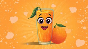 快乐橙汁与橙子卡通形象