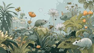 梦幻丛林中的动物植物世界