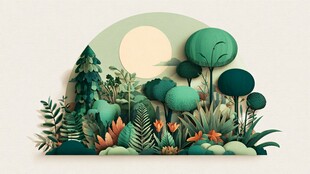 梦幻绿植景观插画